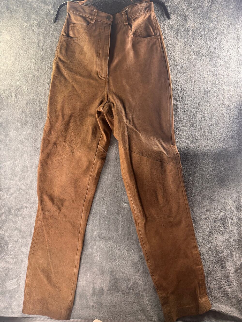 Vintage B.E.S.T. Brown Genuine Leather High Rise Pants Women's Size 7 Korea